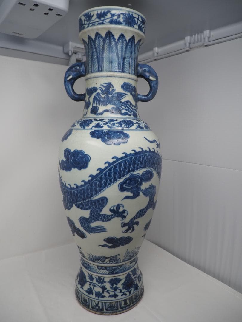 青花龍文象耳瓶　染付　瓶　壺　鳳凰　象　中国　中華 館蔵 中国の陶芸展 五島美術館｜茶の美