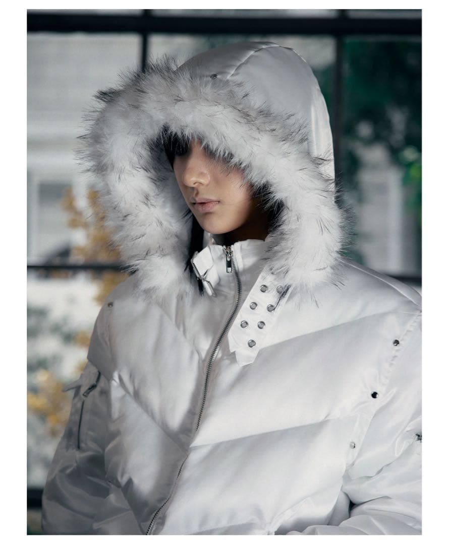 PAIKI ホワイト フード付き ダウンジャケット y2k opium お兄系 PAIKI