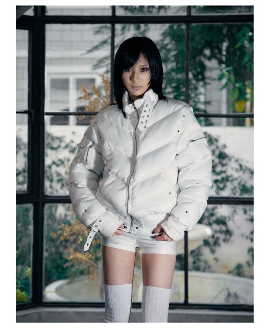 PAIKI ホワイト フード付き ダウンジャケット y2k opium お兄