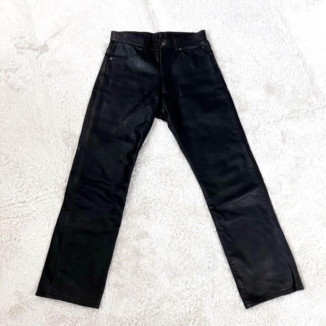 美品 クシタニ KUSHITANI レザーパンツ LL 黒 牛革 メンズ バイク