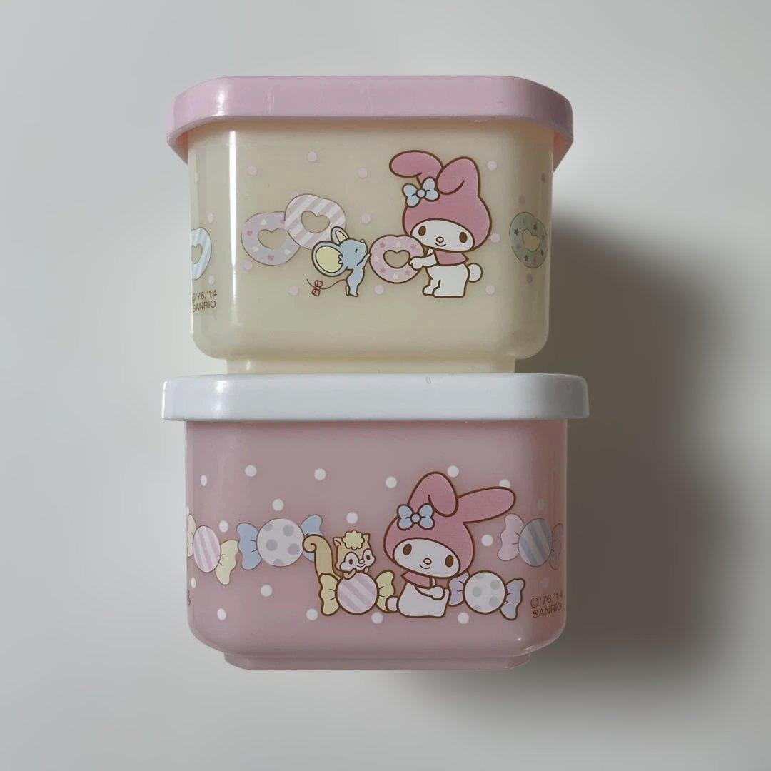 マイメロディ プラスチック容器 2個セット　2014 スケーター 弁当箱 2段 600ml 2段ふわっと弁当 マイメロ 水彩コスメ