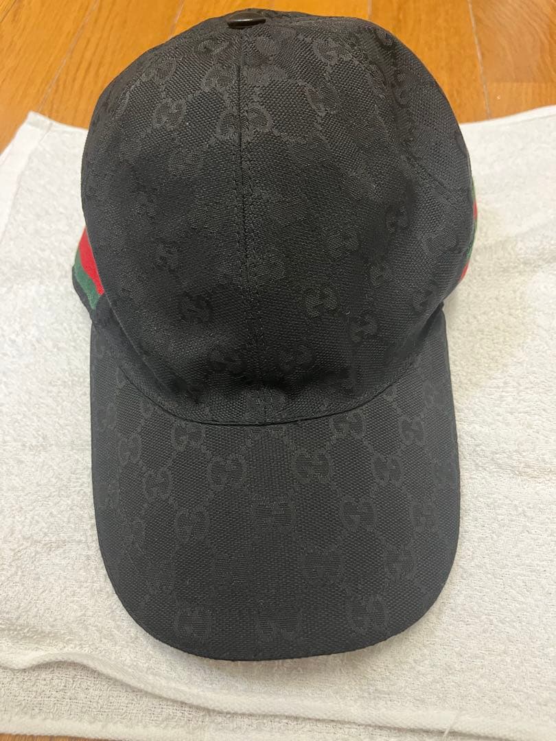 美品］Gucci ブラック GGパターン キャップ - メルカリ