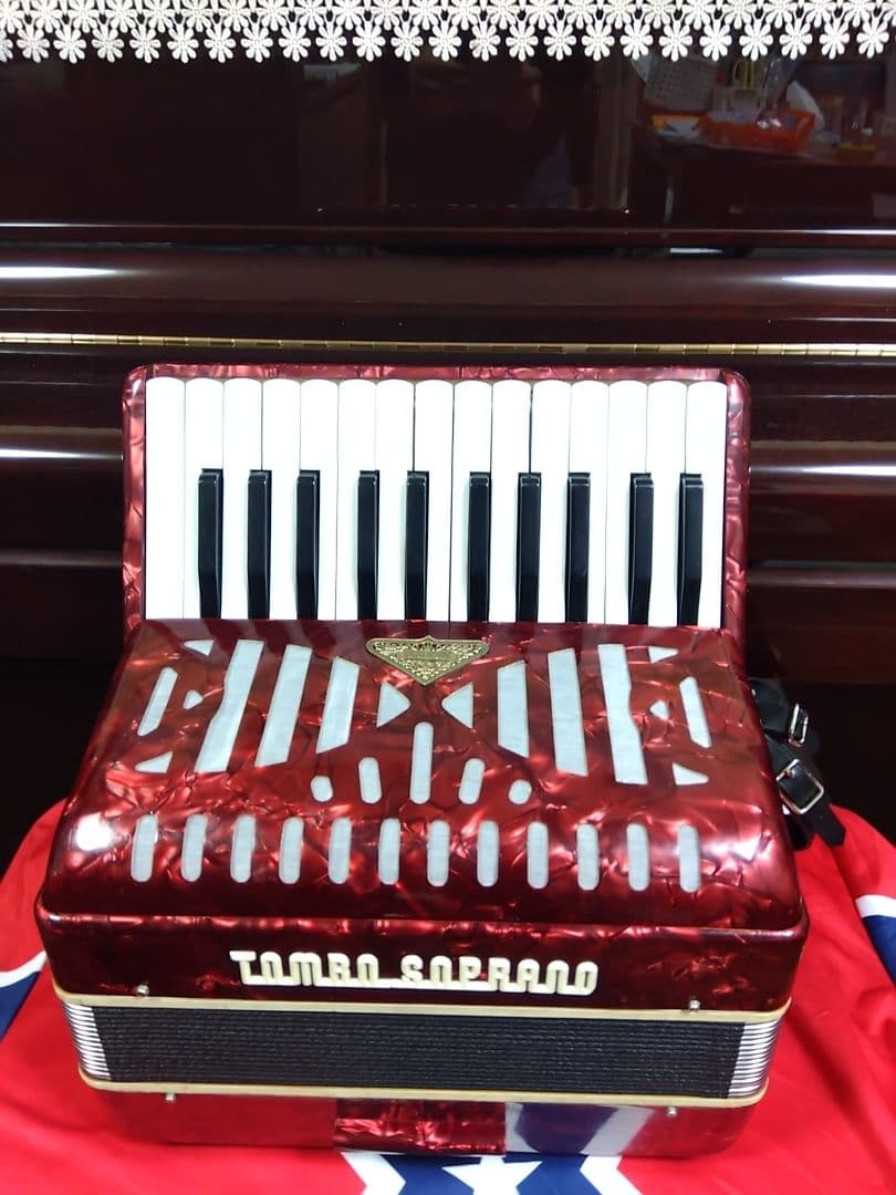 大幅メンテ完了】 トンボ ソプラノアコーディオン No.250 赤（即演奏可