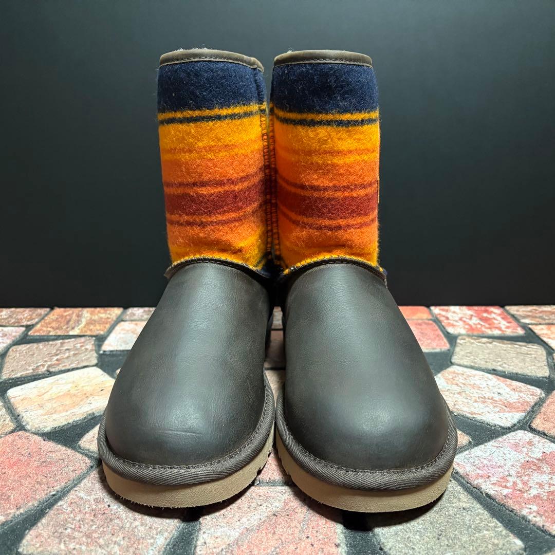 【試着のみ】アグ　× ペンドルトン　コラボ 本革　ウール　ワッペン　24.0cm