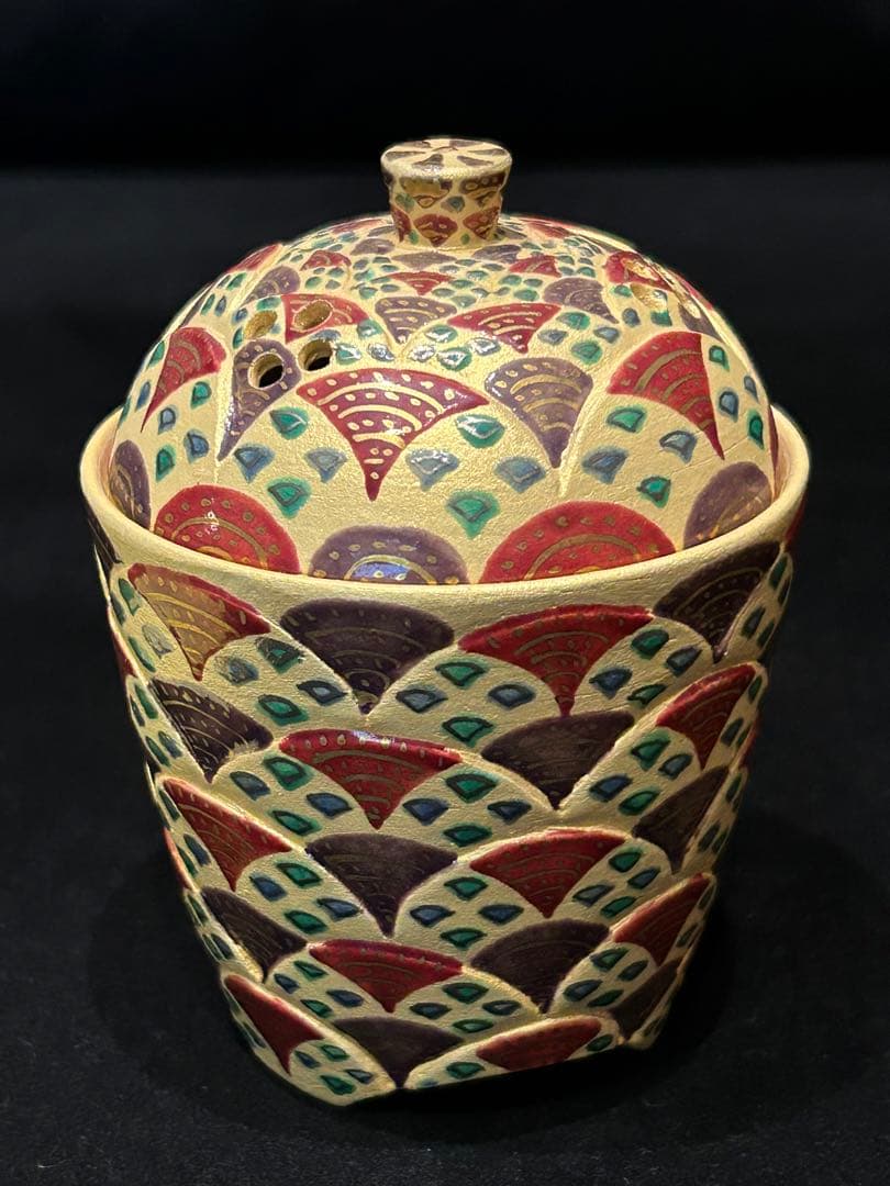 香炉 黄交趾丸紋香爐 洸春窯 京焼 清水焼