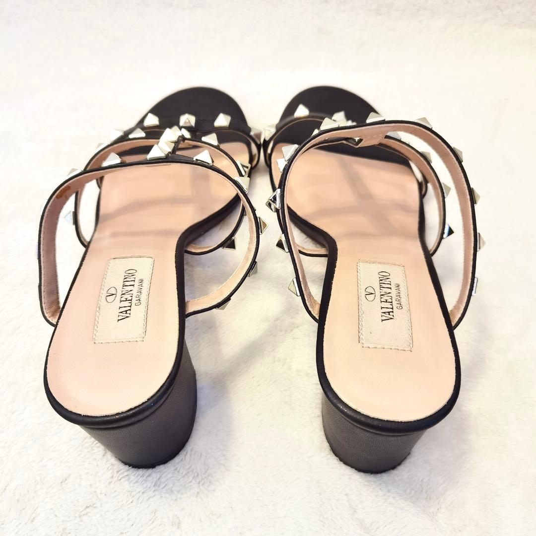現行 ヴァレンティノ ロックスタッズ ヒールサンダル ブラック