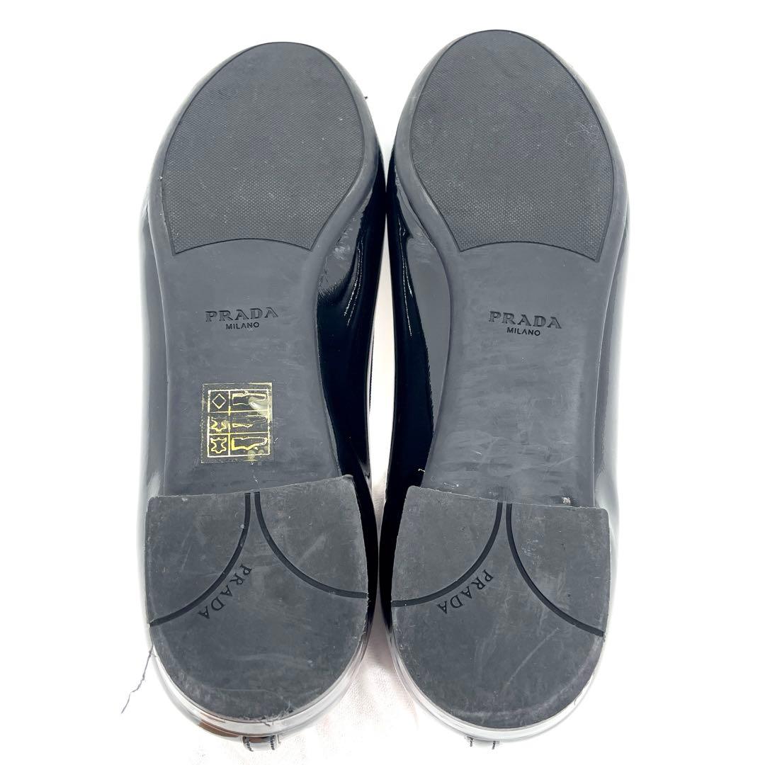 極美品 正規品 プラダ フラットシューズ バレリーナ リボン 24㎝相当