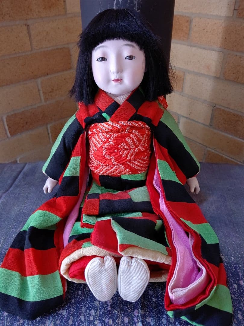 樫村瑞観 市松人形 42cm 昭和初期 アンティーク ほまれ人形 自由人形