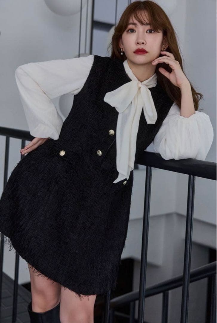 Two-WayBow-Tie Chiffon Blouse offwhite/M - メルカリ