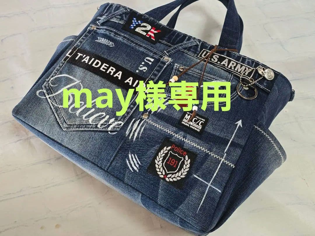 デニムリメイク 大きめ トートバッグ ❀サコッシュ❀ 底板付き 送料無料】UK Trident デニム サコッシュ レディース サコッシュバッグ
