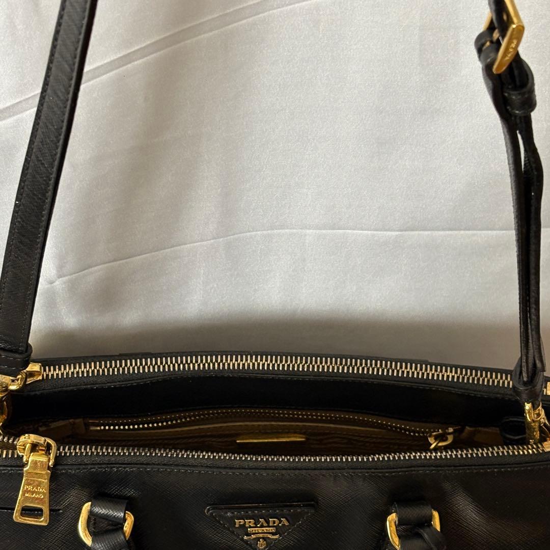 PRADAサフィアーノLUX2WAY黒ゴールド金具BN1801 ギャランティ付き