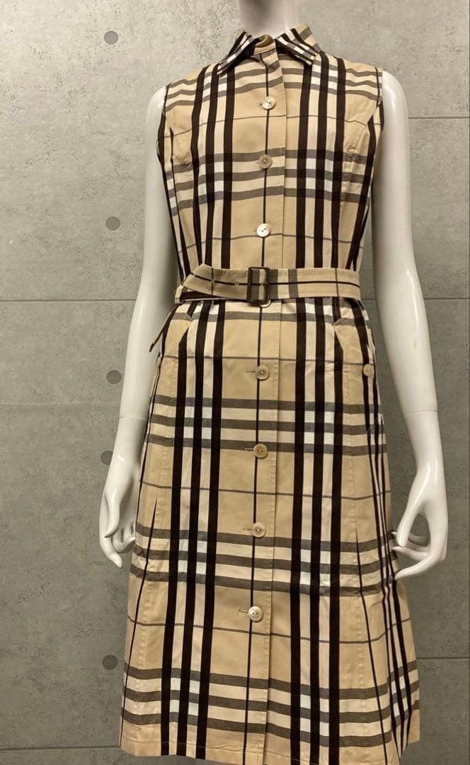 バーバリーロンドン ノースリーブシャツワンピース　ベルト付き　40 ベージュ 1425036_21118054_k3.jpg