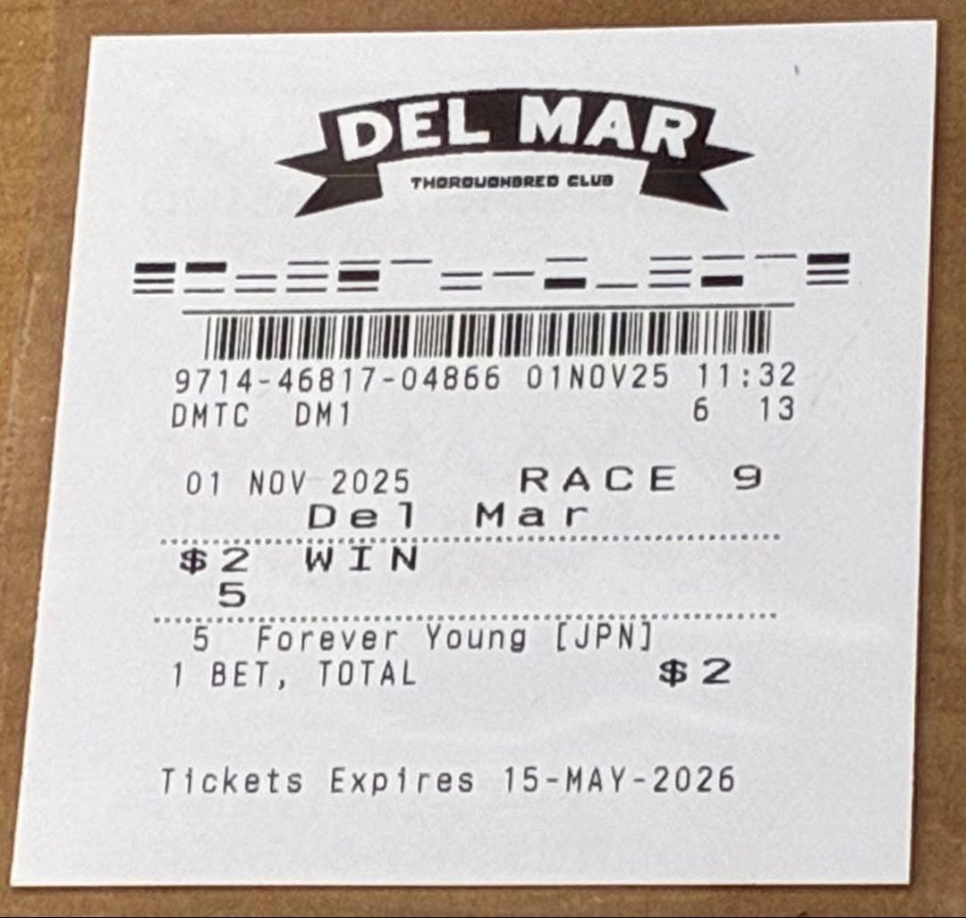 フォーエバーヤング BCクラシック2025 現地単勝馬券&レーシング