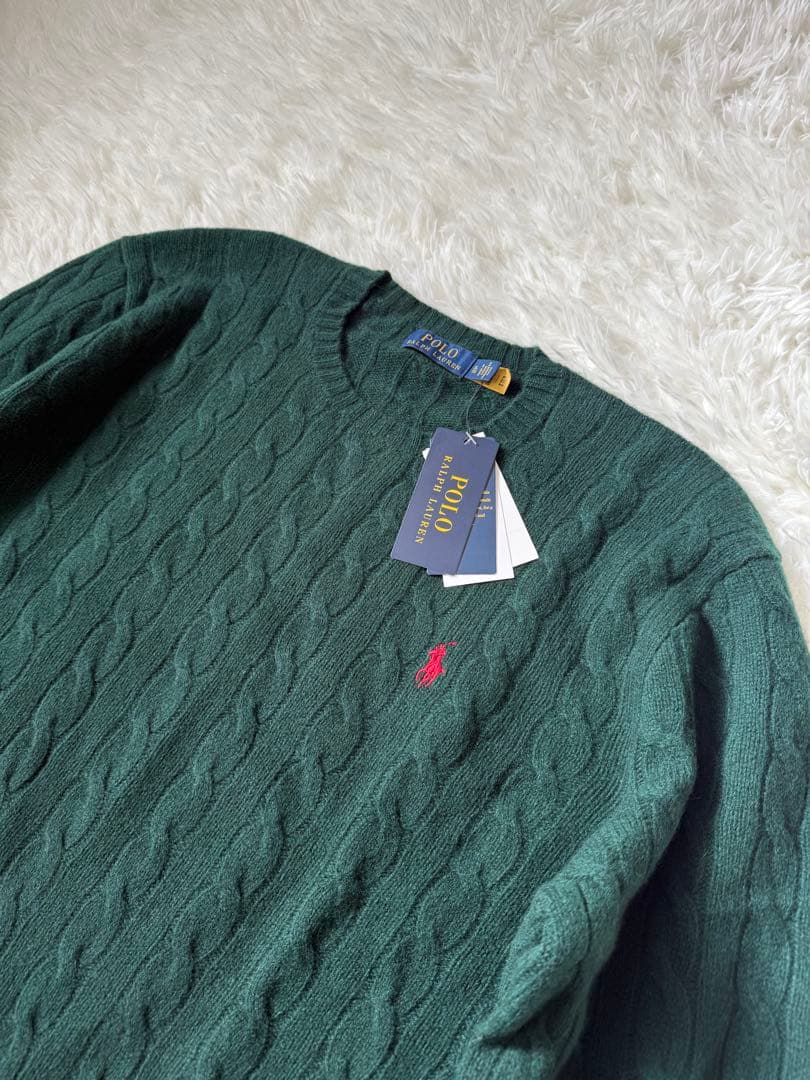 ポロラルフローレン セーター ケーブル ウールカシミヤ混紡 グリーン
