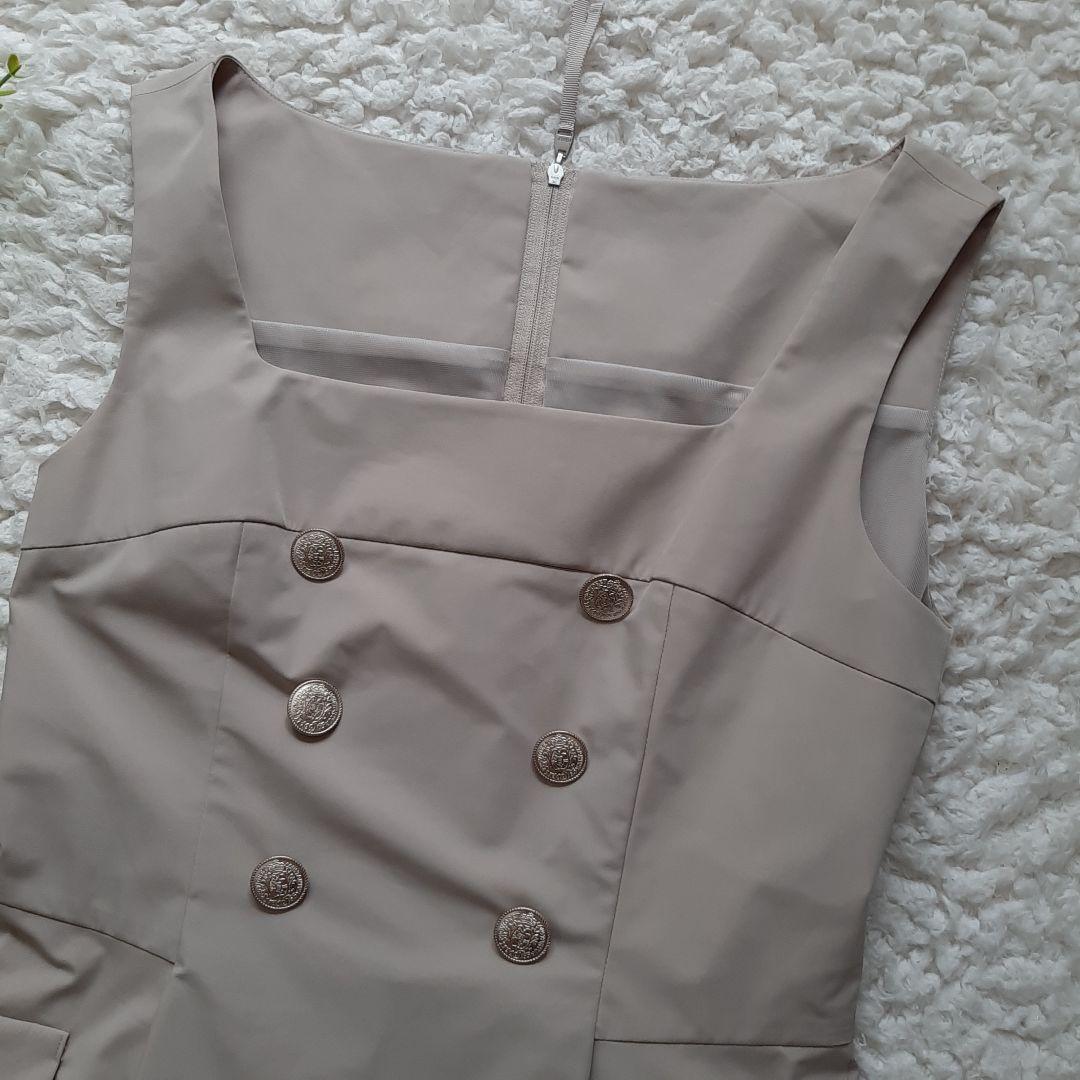 フォクシーニューヨーク ノースリーブ ワンピース べーシュ ボタン 40