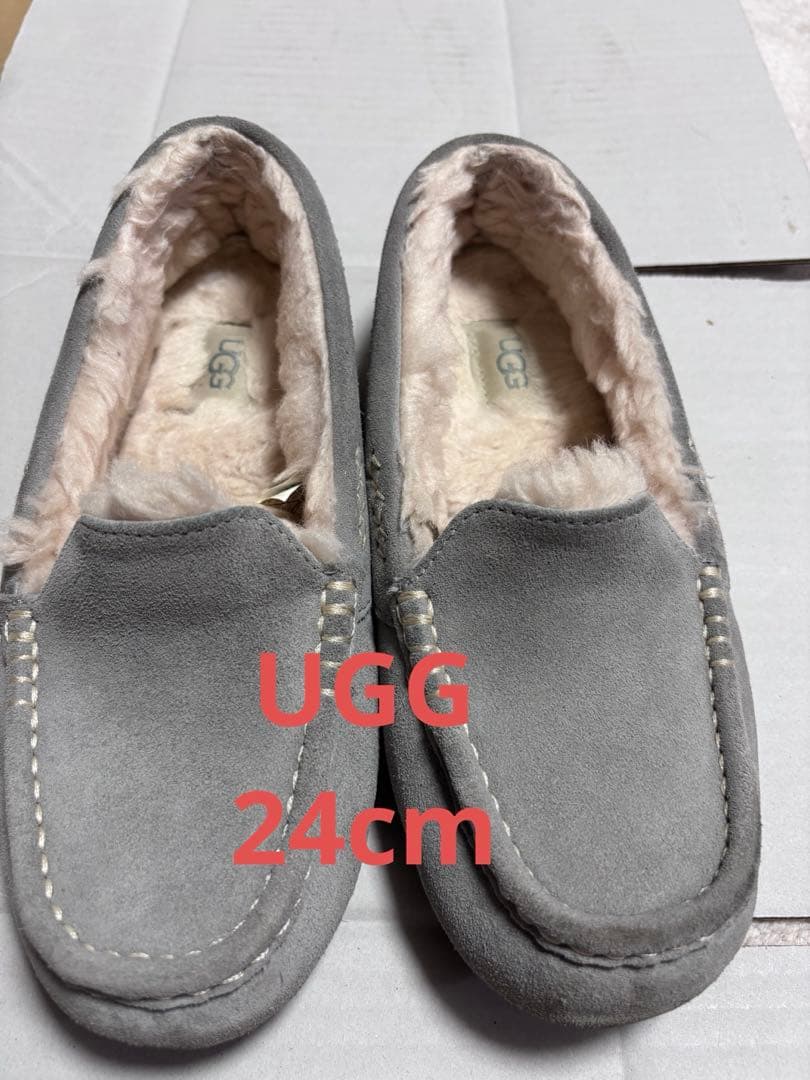 UGG グレー モカシン 24cm（ファー有23.5cmの方） - メルカリ