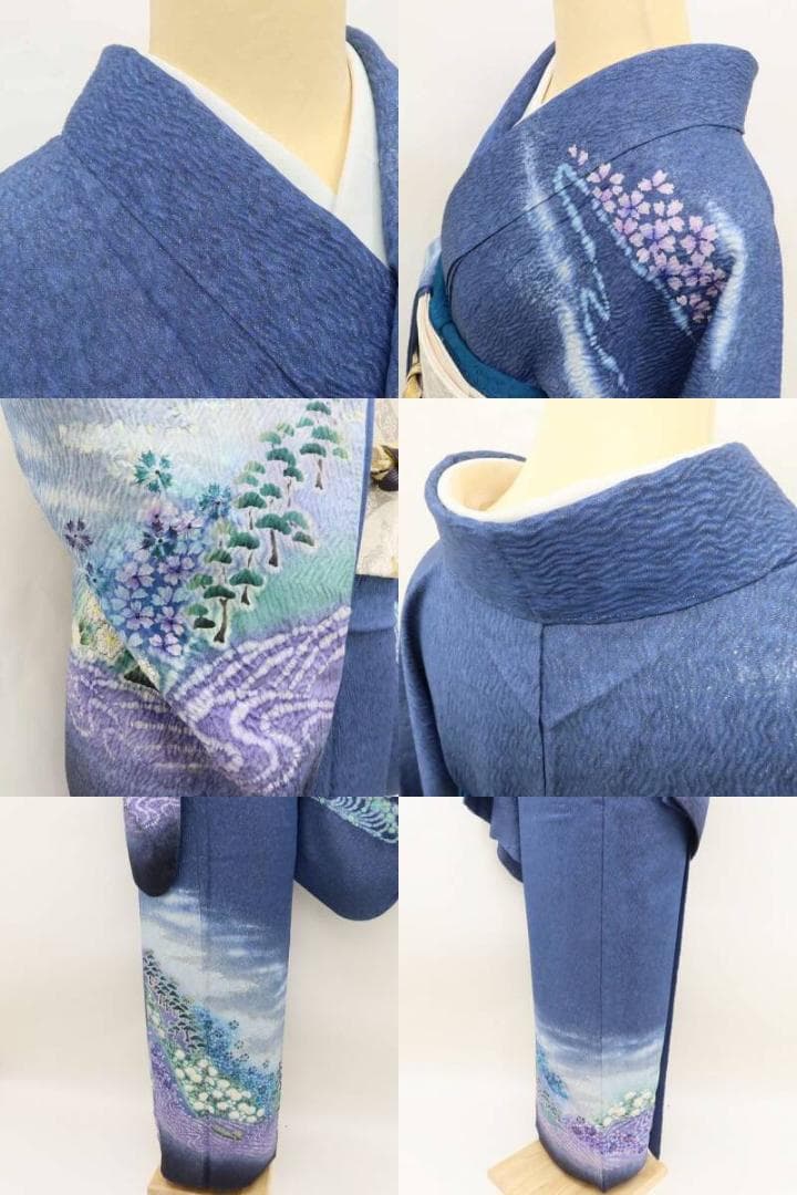 美品 金通し 正絹 絞り“壮麗な美しさで語り掛ける桃源郷”訪問着 U-32