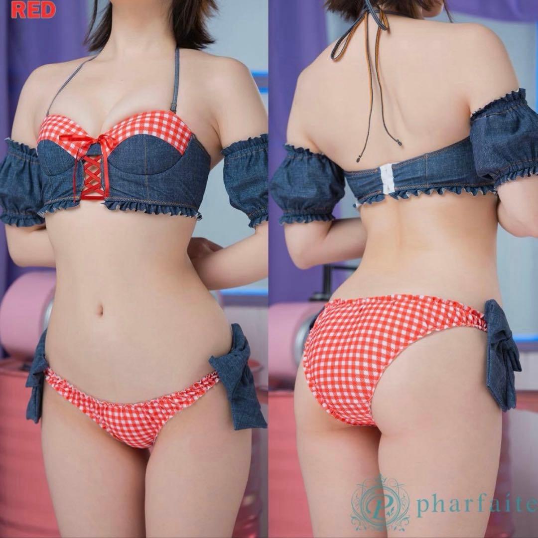 パルフェット Chill Bustier/ギンガムチェック＆デニム柄スイムウェア