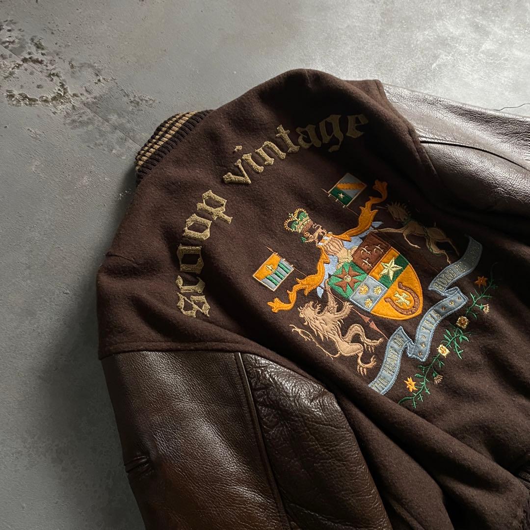 90's Scoop Brown“牛革“stadium jacket