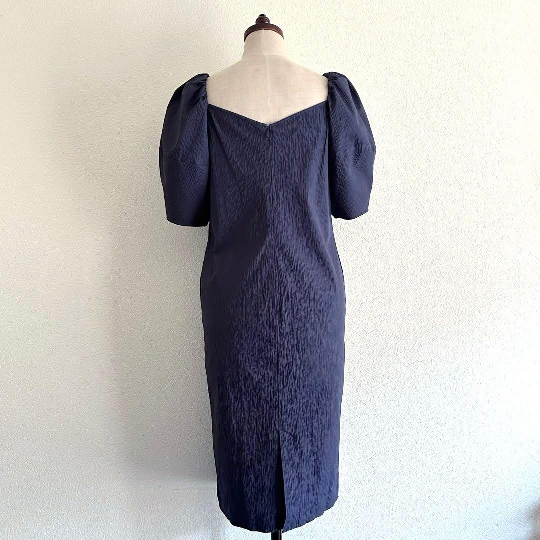 VERMEIL par iena パフスリーブワンピース ネイビー 日本製 - メルカリ
