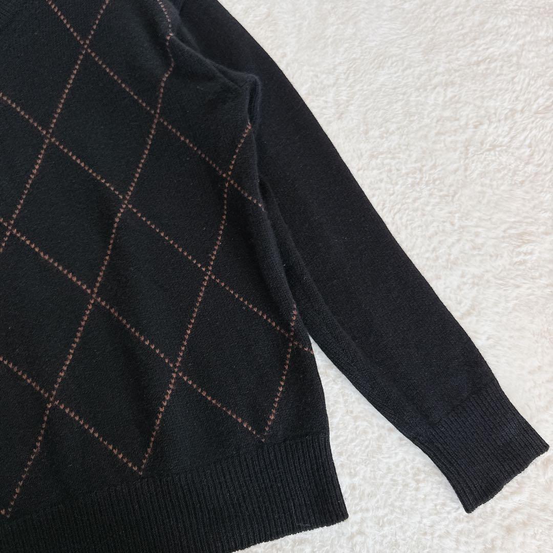マーガレットハウエル】アーガイル柄Vネックニット ウールカシミヤ