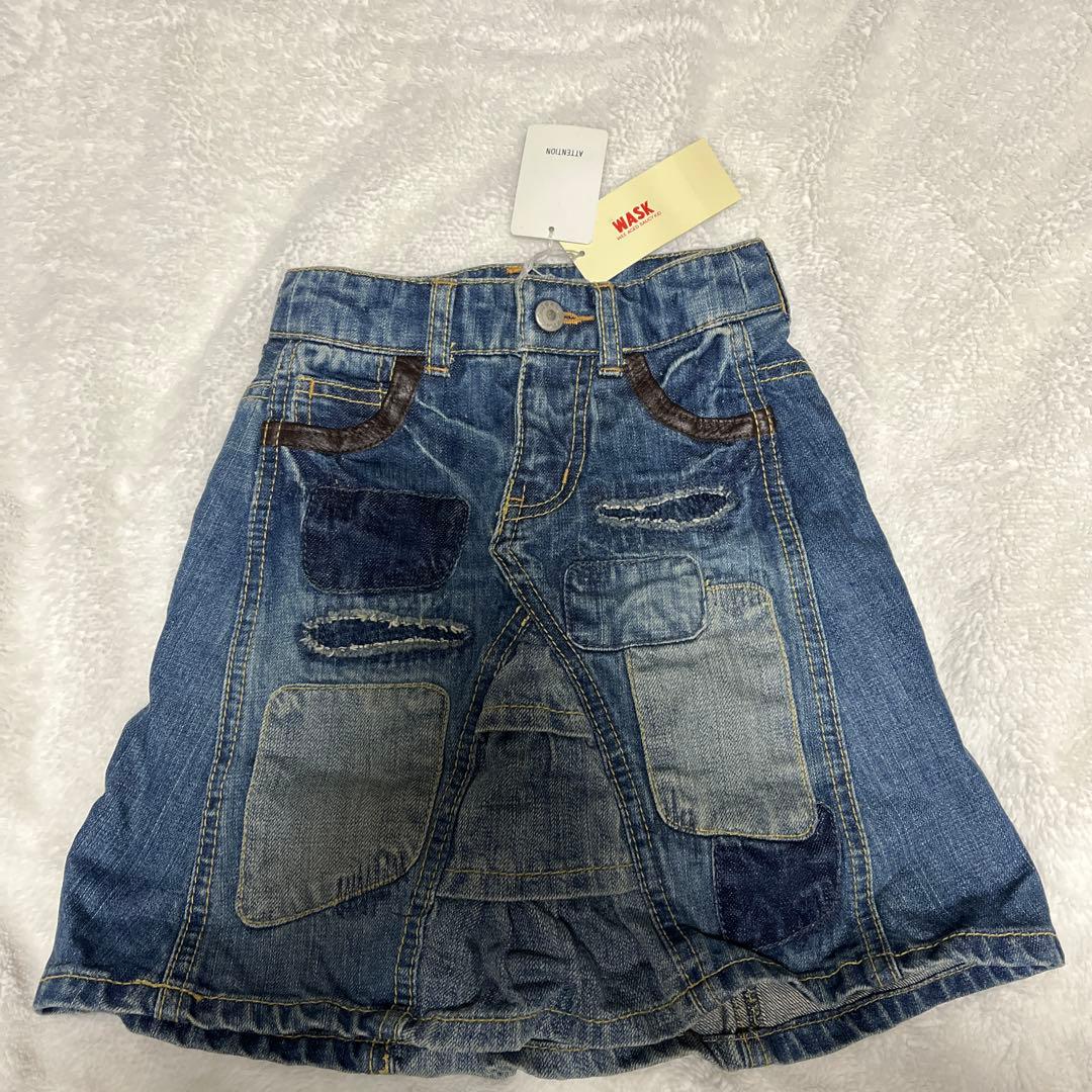 WASK ワスク　デニムスカート　リメイク風　90㎝ KURO | リメイクデニムマークシックススカート | サステナブル・日本製