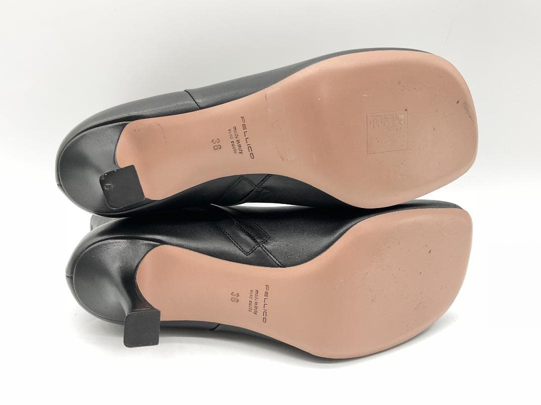 未使用】PELLICO セミスクエアトゥ パンプス ブラック 38 - メルカリ