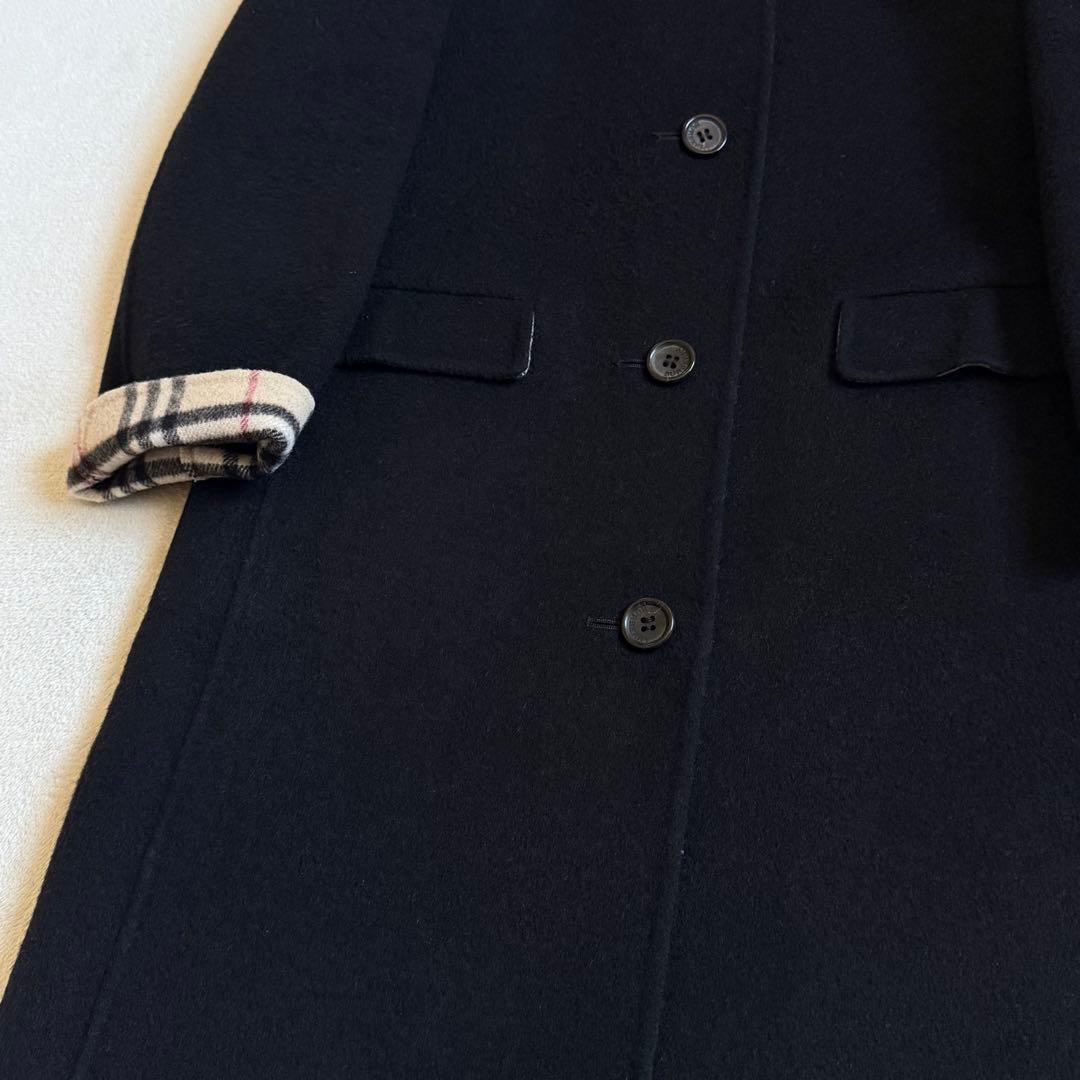 バーバリーロンドン ステンカラーコート カシミア混 ブラック 7号