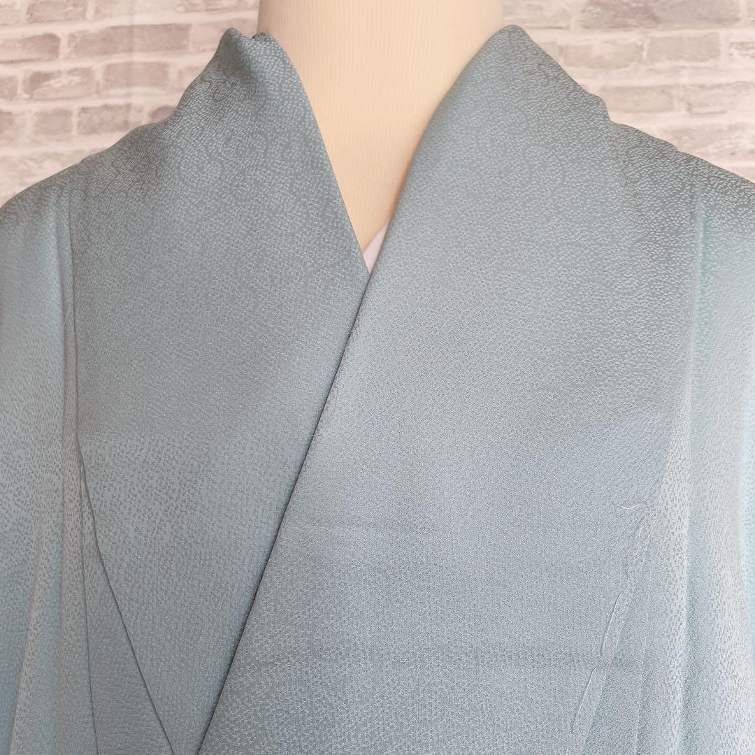 色無地 フルセット 唐草地紋 水色 シンプル 礼装 カジュアル 着物 I9