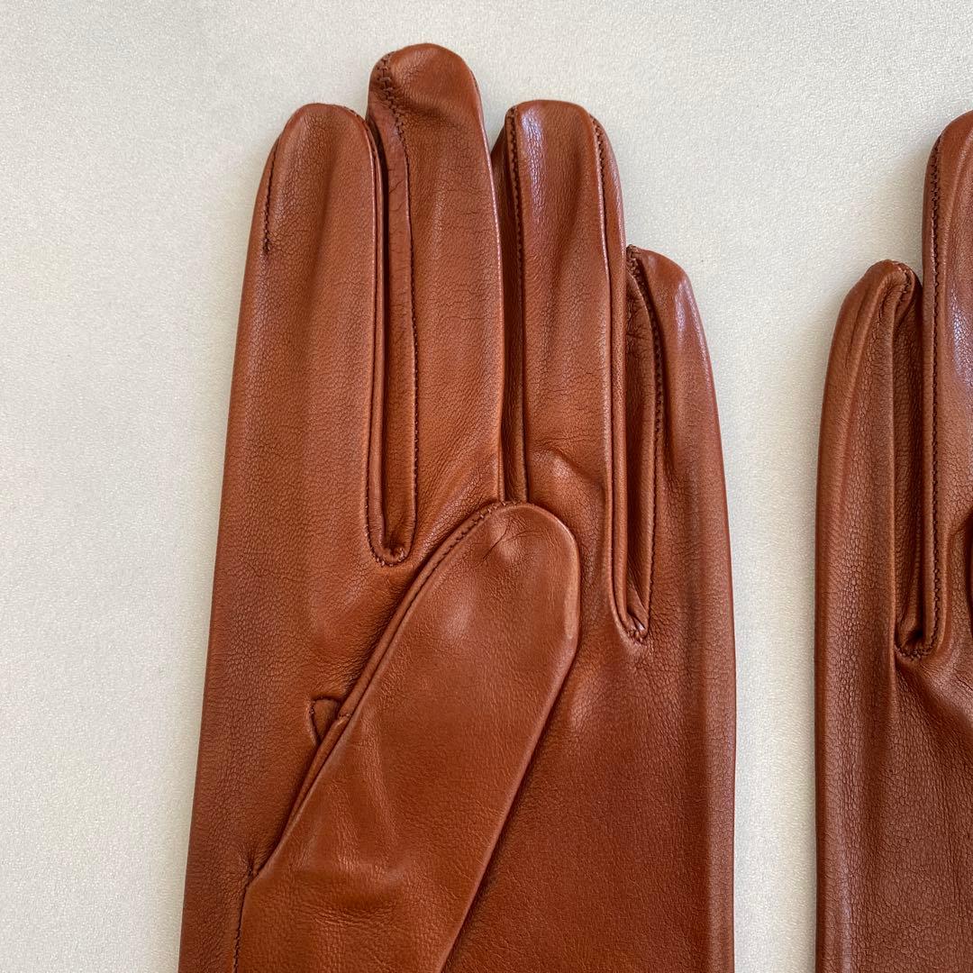 未使用 セルモネータ レザーグローブ ブラウン 革手袋 裏地無し サイズ