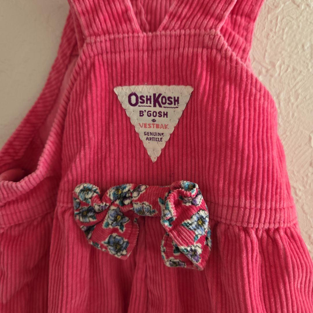OshKosh☆ピンクロンパース コーデュロイ 花柄 80年代 USA製 24М