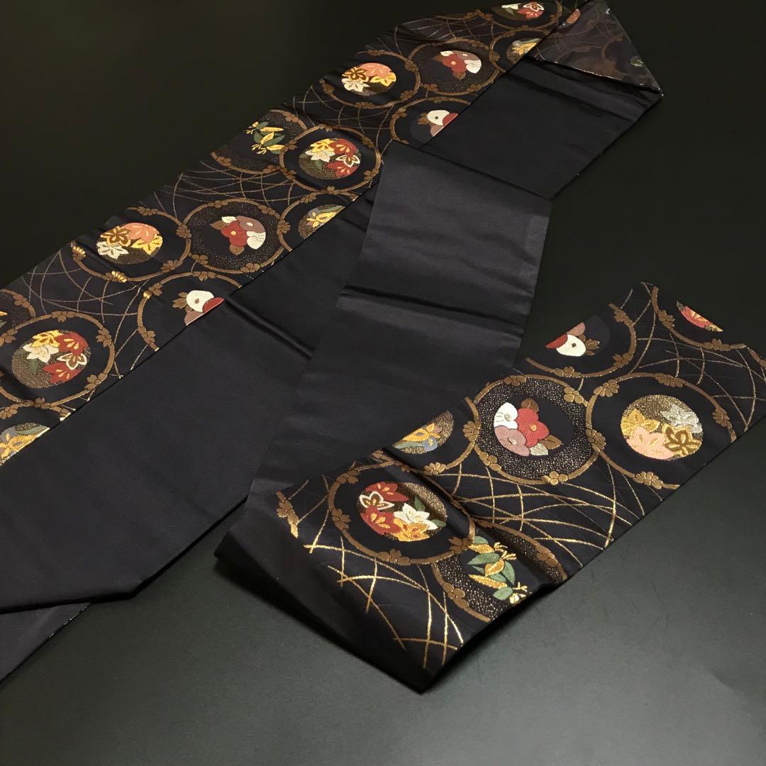 6473］名古屋帯 美品 松竹梅丸文 唐織 金糸 九寸 正絹 着物 - メルカリ