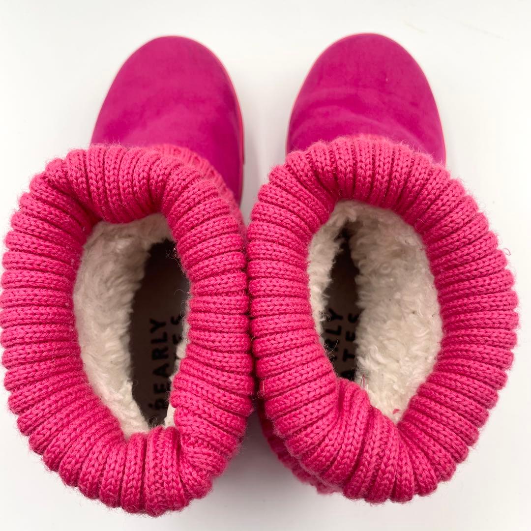 美品☆パーリーゲイツ ヌバック×リブニット ショートブーツ ピンク系