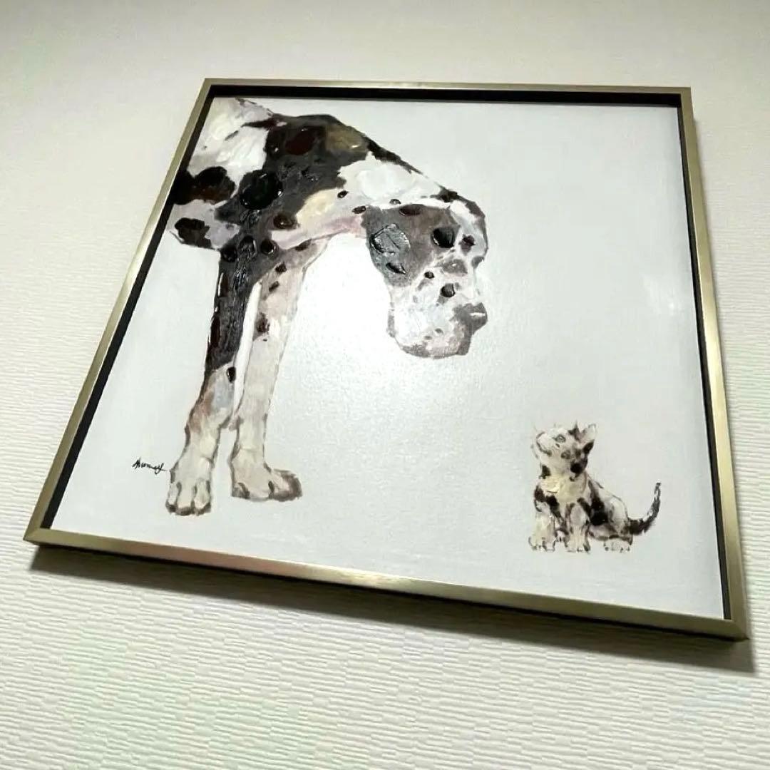 犬と猫 絵画 オイルペイントアート ベストフレンド (L) 油絵 犬と猫