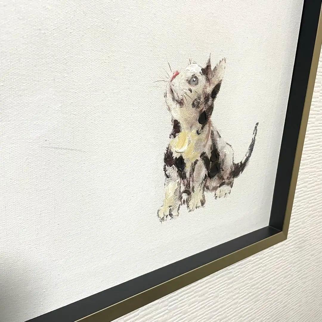 犬と猫 絵画 オイルペイントアート ベストフレンド (L) 油絵 犬と猫