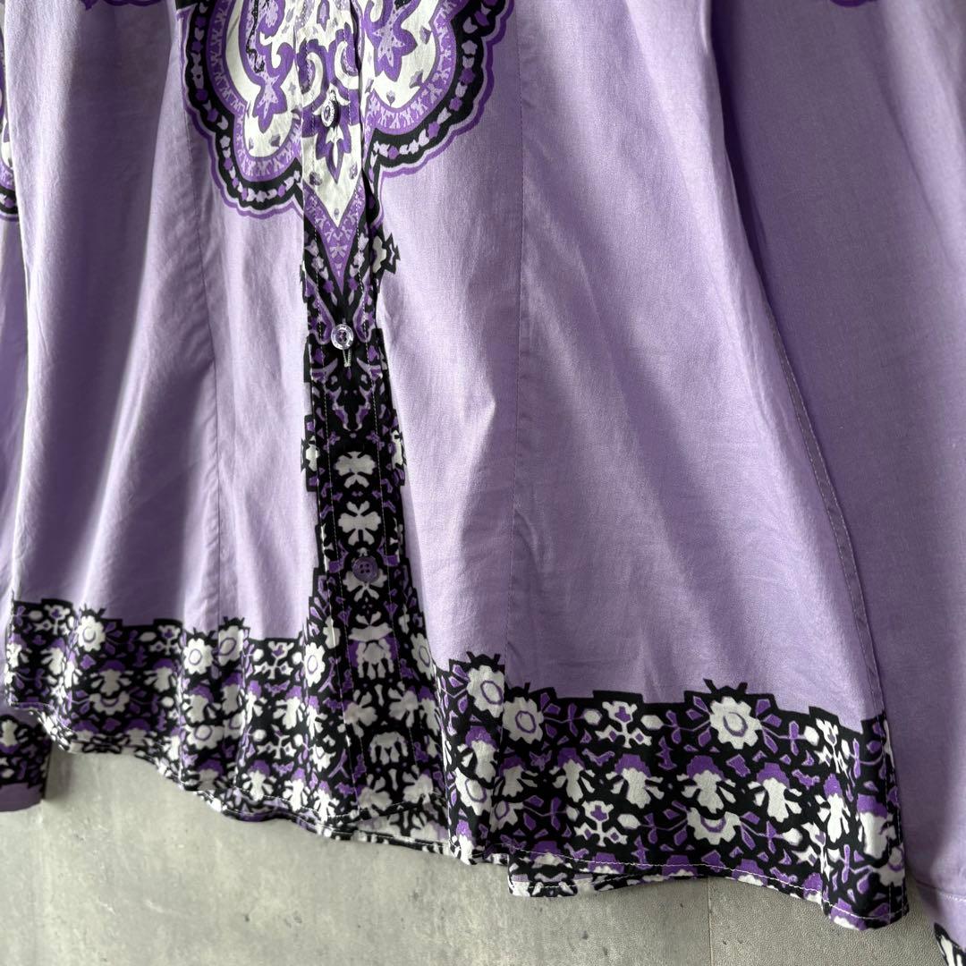 エトロ ETRO ペイズリー柄 シャツ ブラウス パープル 42 イタリア製