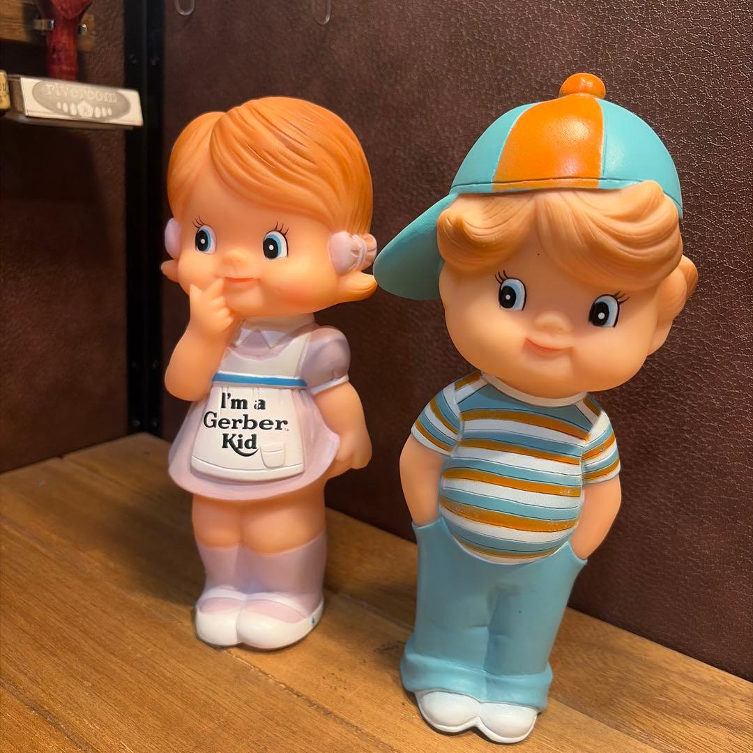 ビンテージ　ガーバーキッドドールガール&ボーイ アドバタイジングフィギュアセット I'm a Gerber Kid “Boy” Squeeze Doll ガーバーキッド ビンテージ
