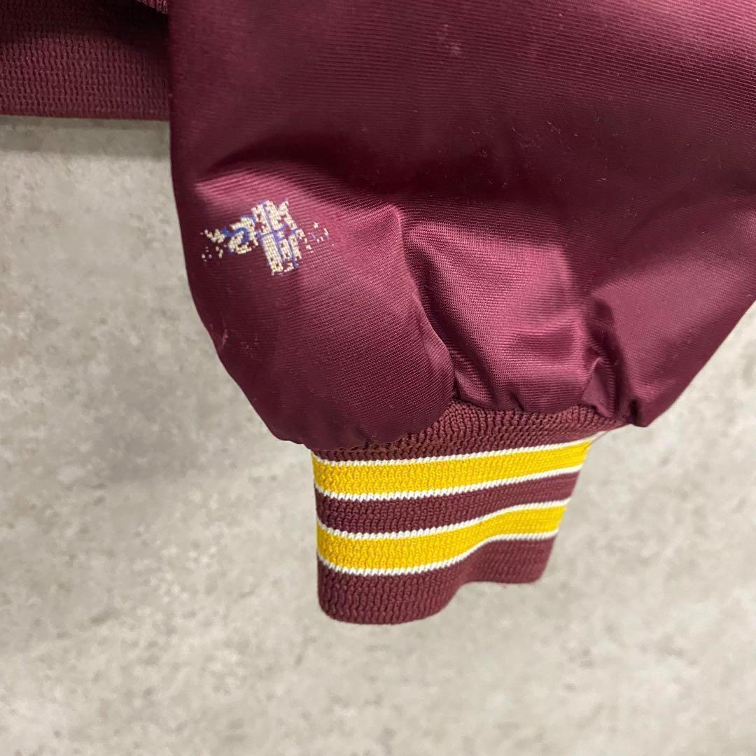 レア古着90s○NFLレッドスキンズ刺繍スタジャン バーガンディー メンズ