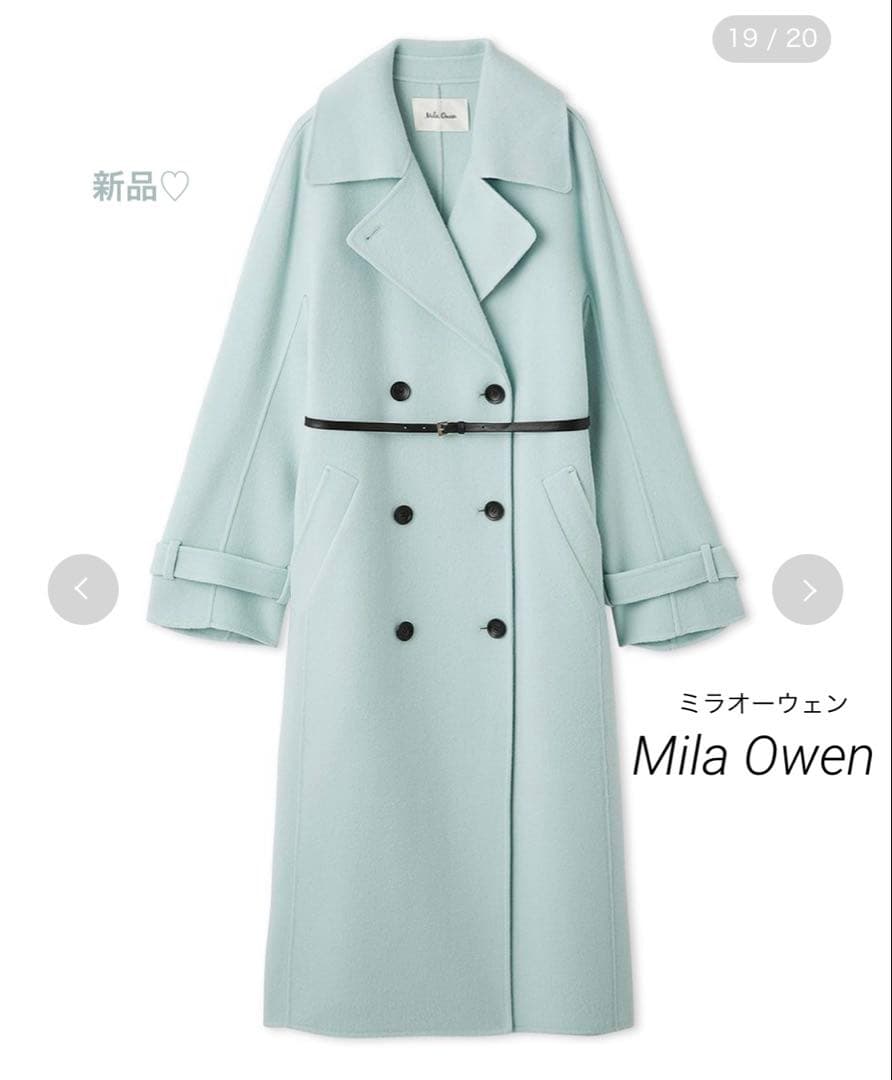 新品 ♡ Mila Owen ベルト付きリバーピーコート ライトブルー - メルカリ