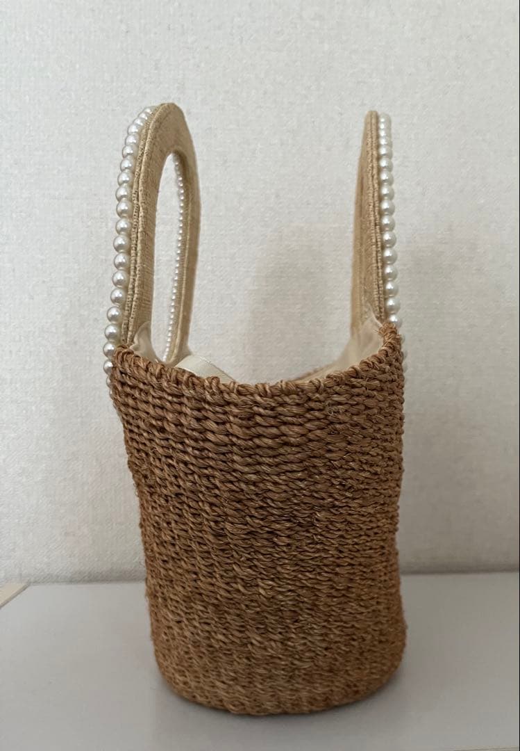 素敵に可愛いい⭐︎アナトリエ⭐︎ベージュ パール装飾 かごバッグ