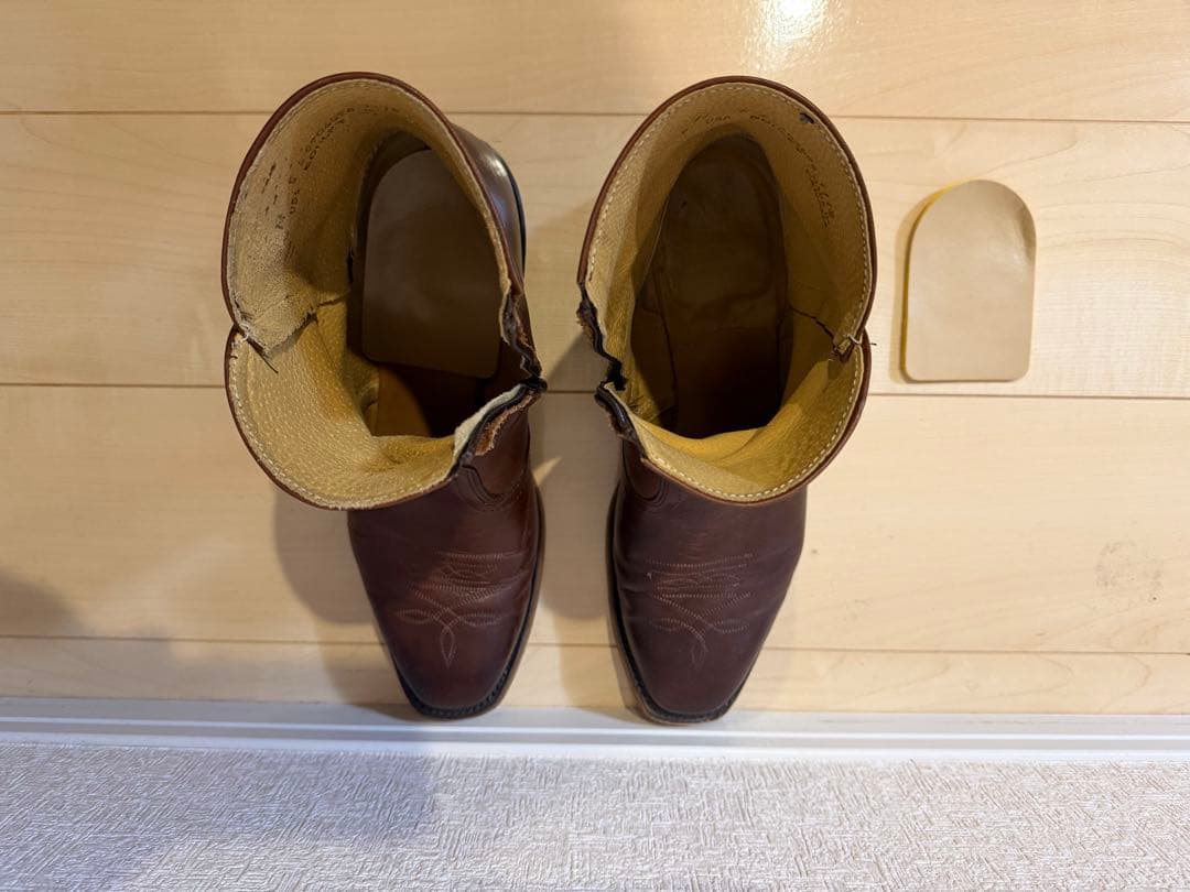 ブラウン Boulet ジッパー付き ウエスタンブーツ US 11 - メルカリ