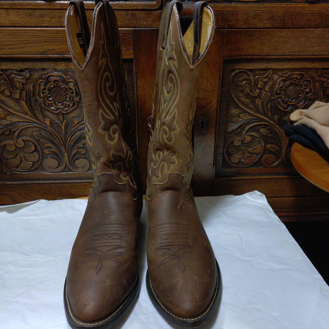 JUSTIN ウェスタンブーツ サイズ8 1/2 レザー 茶色 メンズ - メルカリ