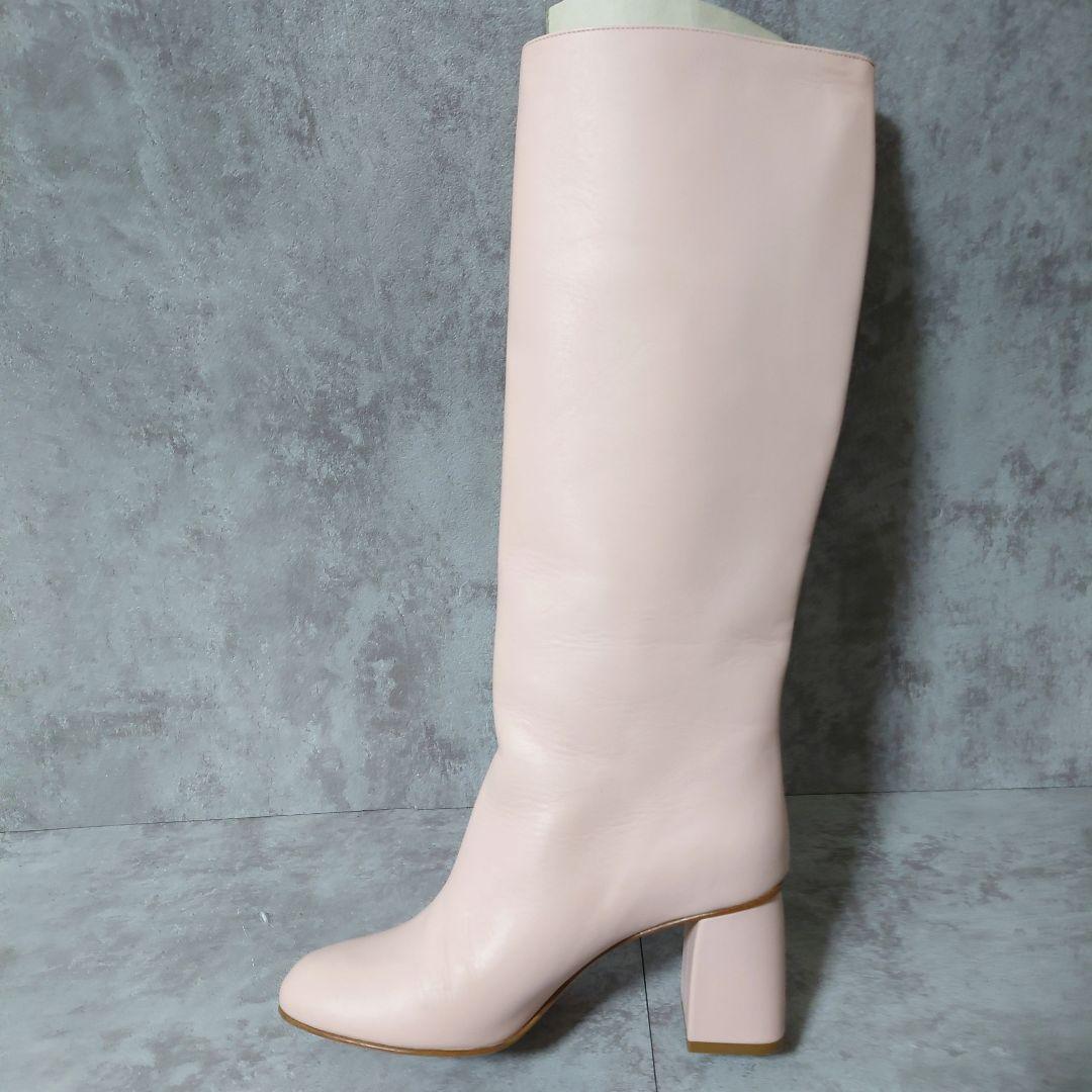 希少良品 レッドヴァレンティノ ロングブーツ37 ピンクベージュ 太
