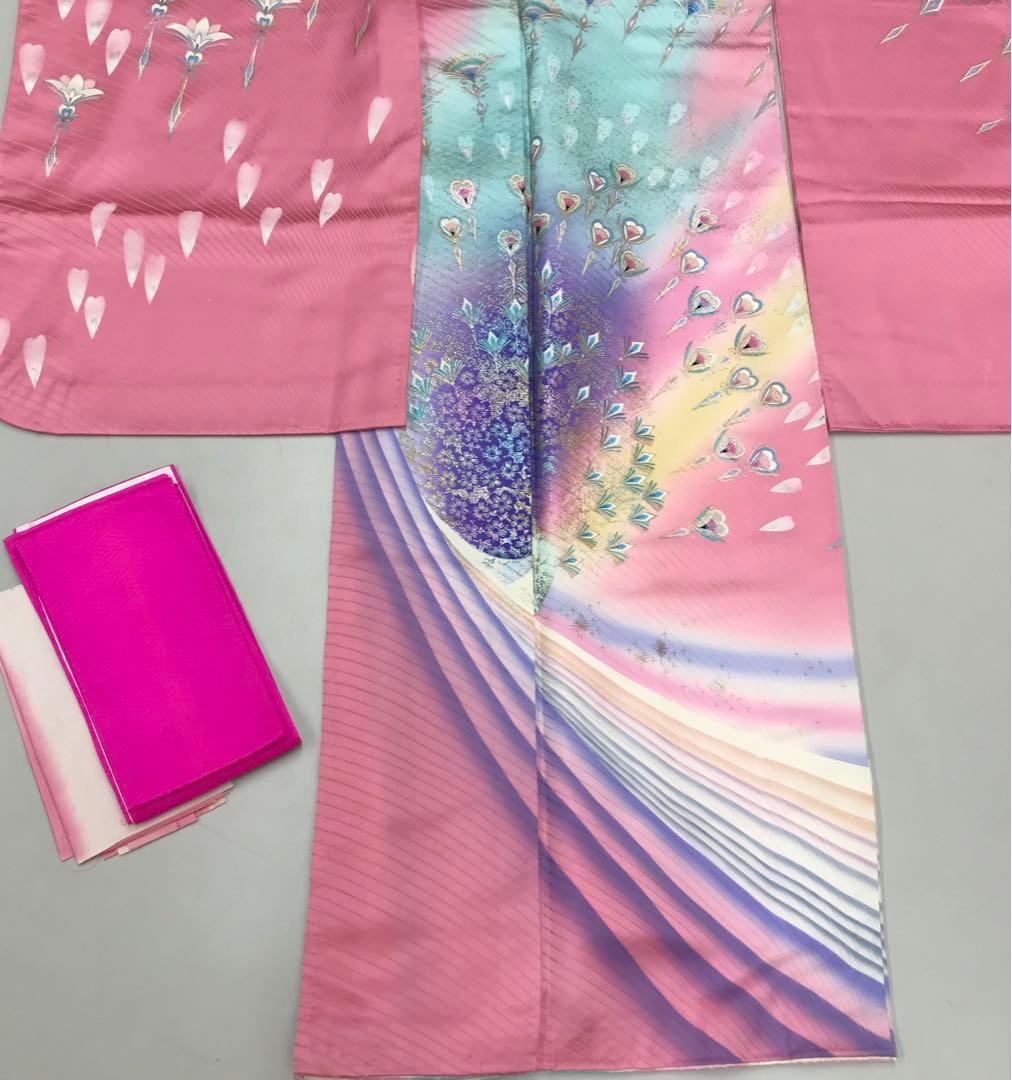 ワ【12-8】npps◆未着用◆正絹◆振袖５点セット