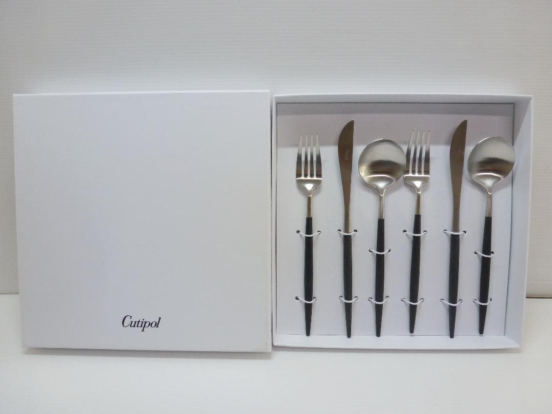 Cutipol クチポール GOA シルバー×ブラック ディナー 6本セット クチポール カトラリー GOAギフトセット ディナー6本 ブラックシルバー