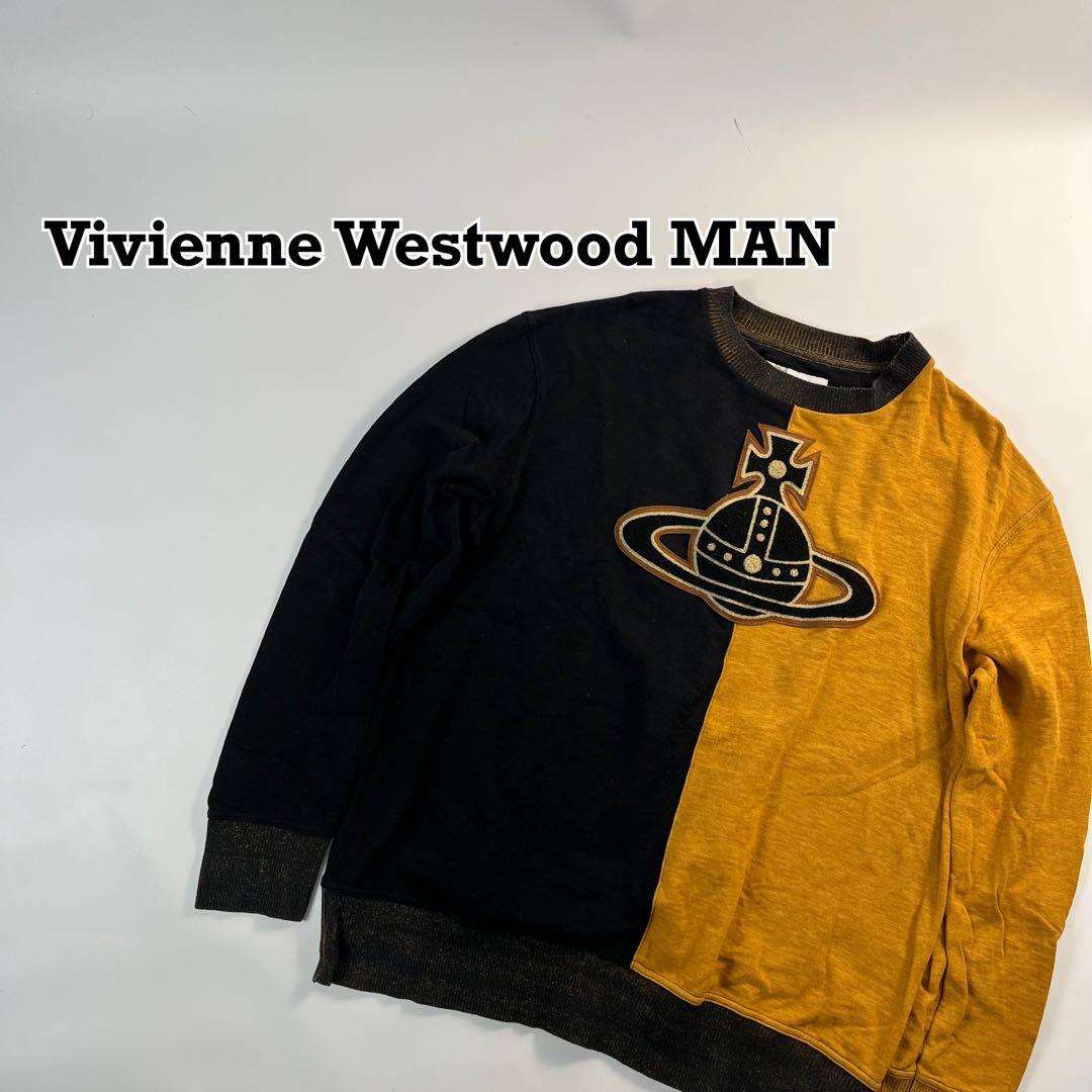 ヴィヴィアンウエストウッド マン 刺繍 スウェット バイカラー ビッグ