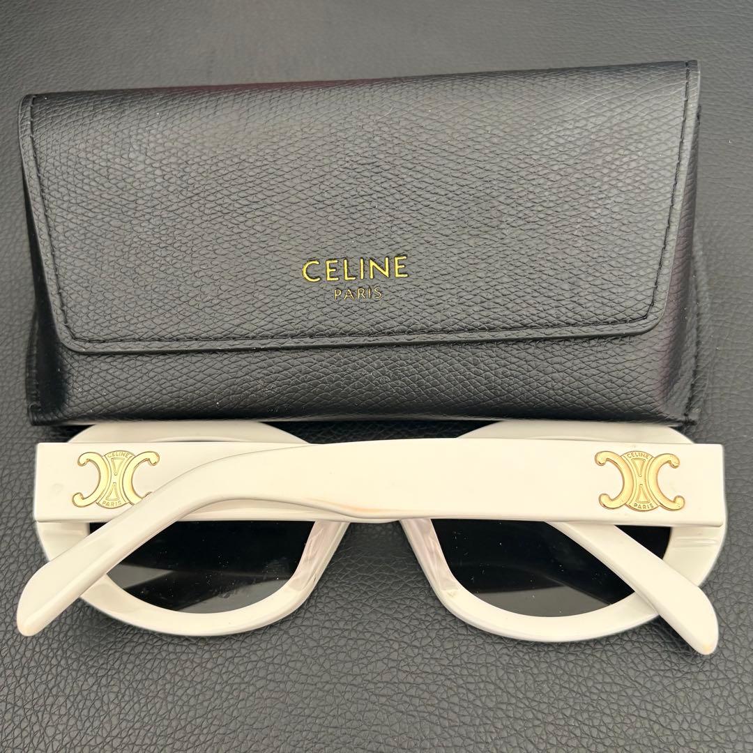 CELINE ホワイト サングラス ケース付き - メルカリ