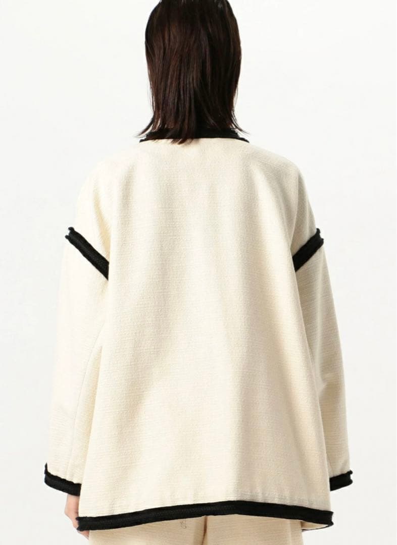 DES PRES コットンナイロンツイード ノーカラーショートコート - メルカリ