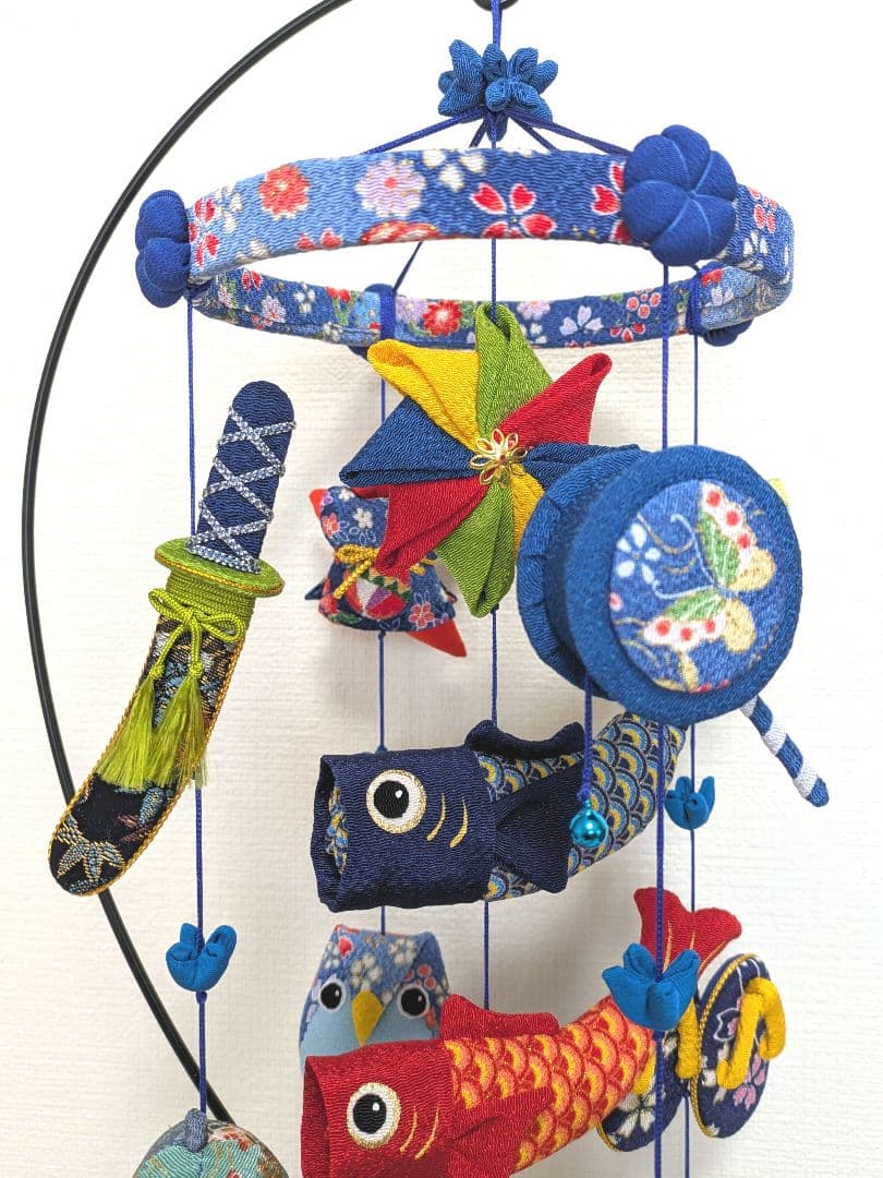 鯉のぼりの吊るし飾り(青) 】ちりめん細工 輪飾り 端午の節句 こどもの日