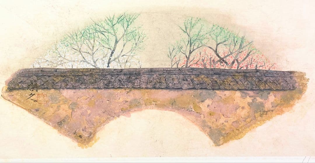 瀧下尚久「明日香（共シール）」額装●日本画作品 落款 押印 ●